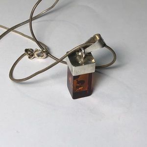 Vintage Sterling Amber Necklace